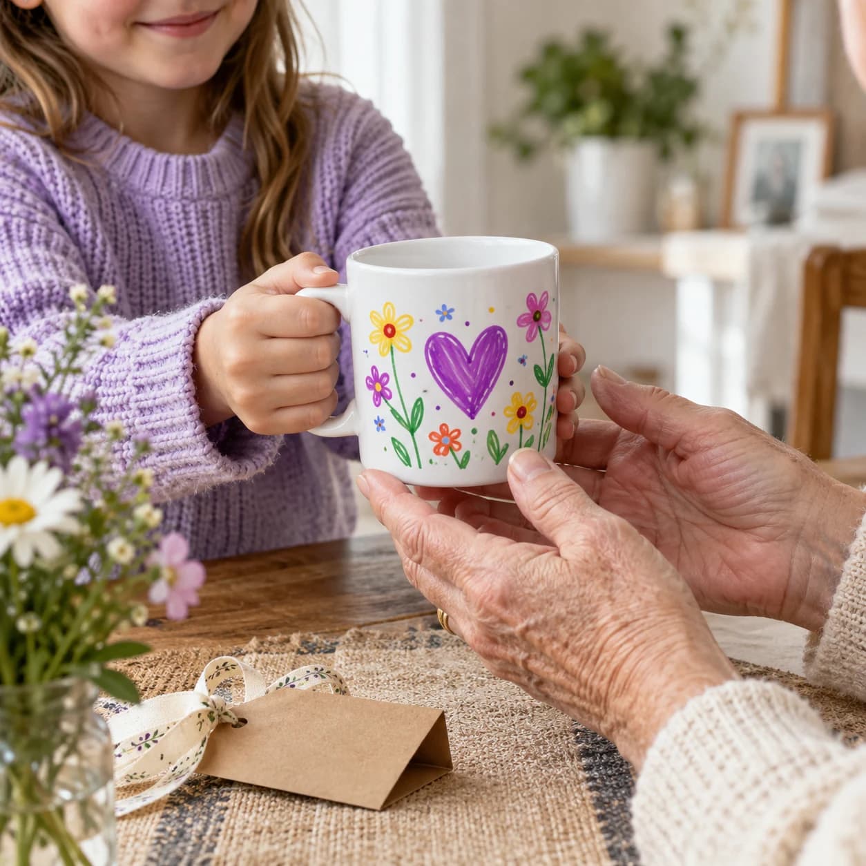 Eine selbst bemalte Tasse als Geschenk