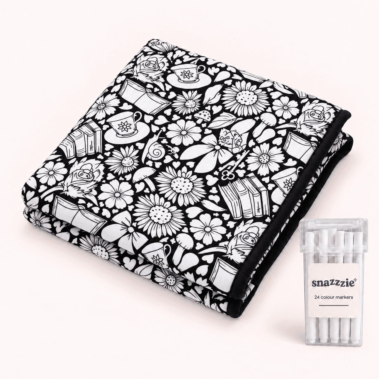 Coperta da colorare Amore per i libri in bianco e nero con astuccio di 24 pennarelli